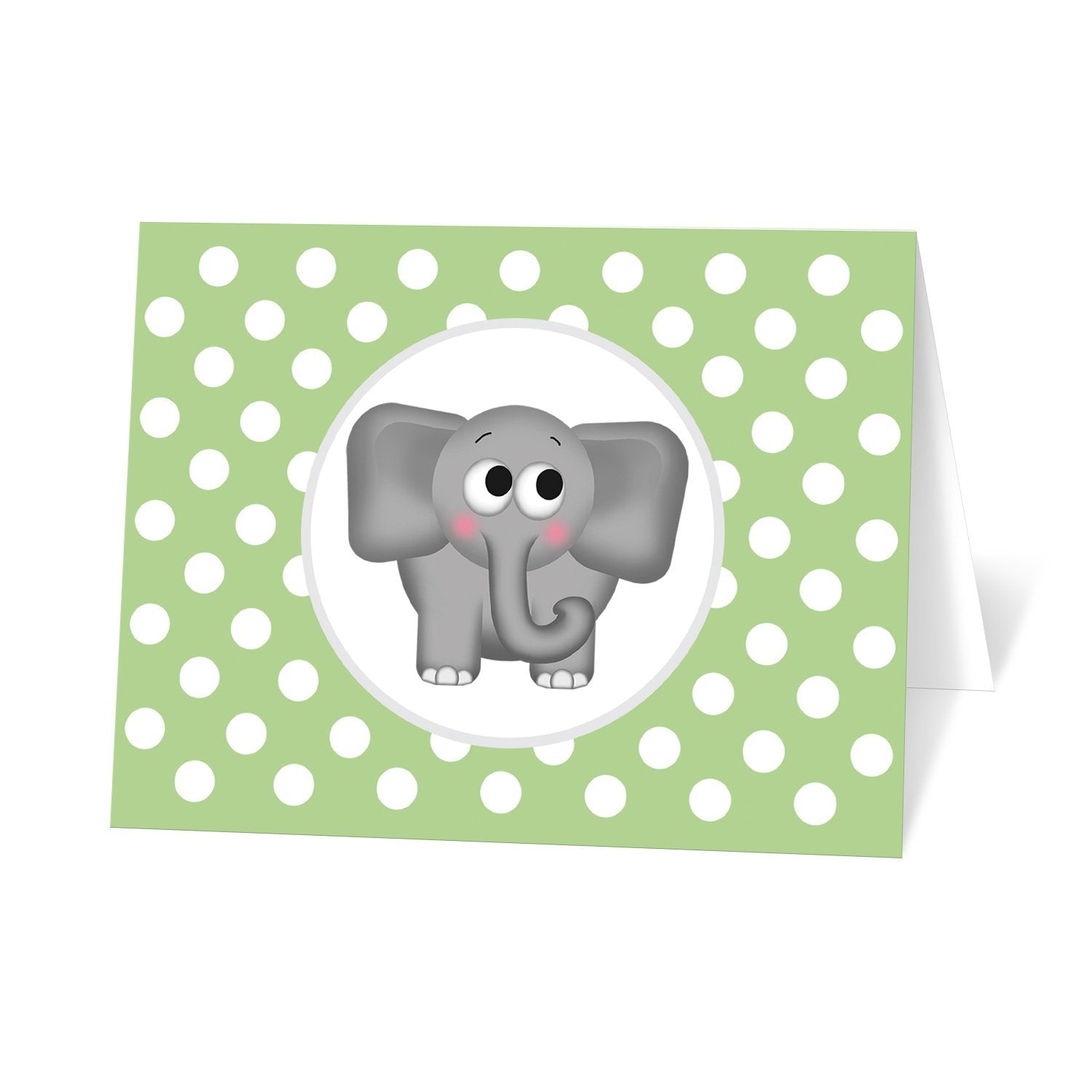 Cute Elephant Green Polka Dot Note Cards at Artistically Invited