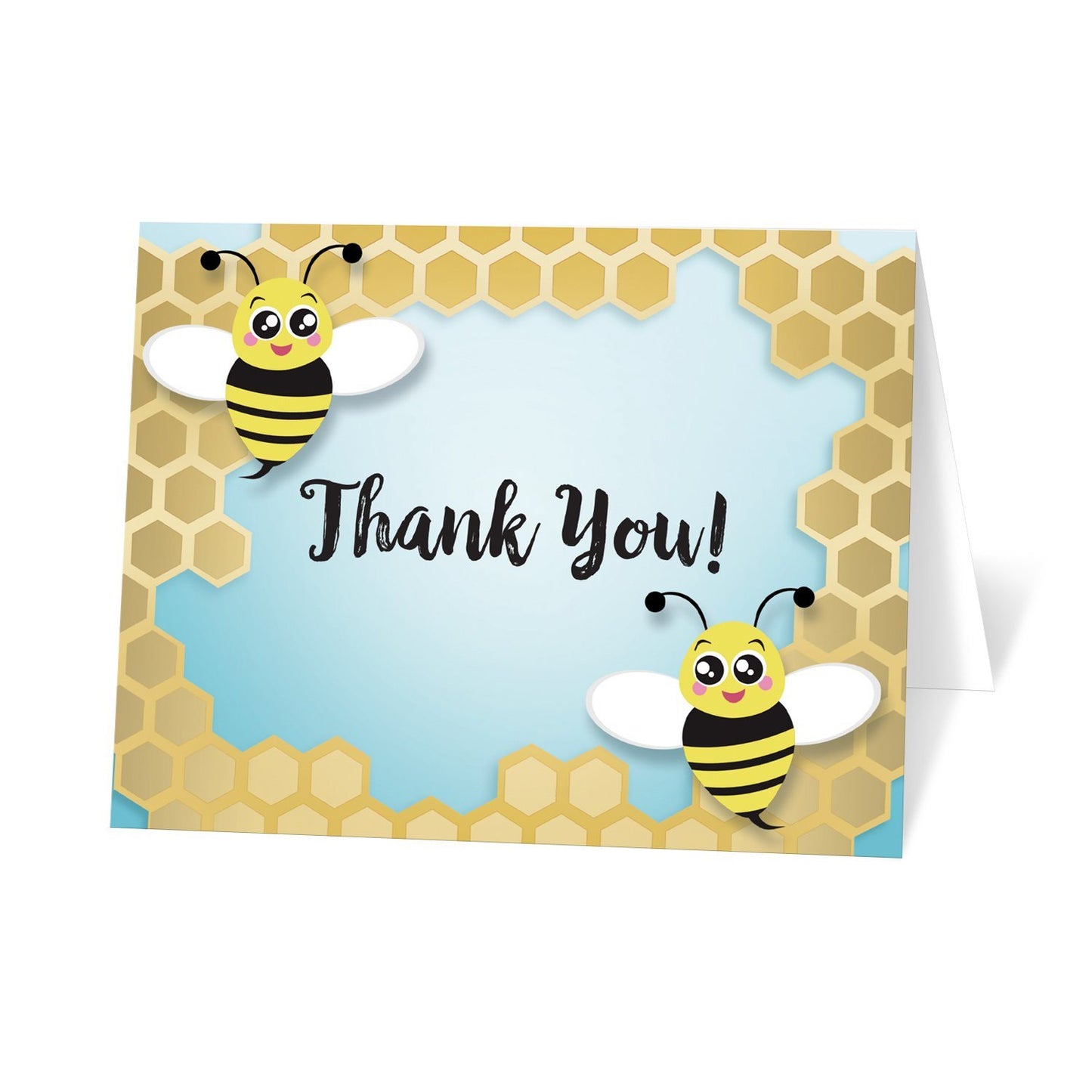 Bee Thank You Cards - Cute Honeycomb Bee Thank You Cards at Artistically Invited