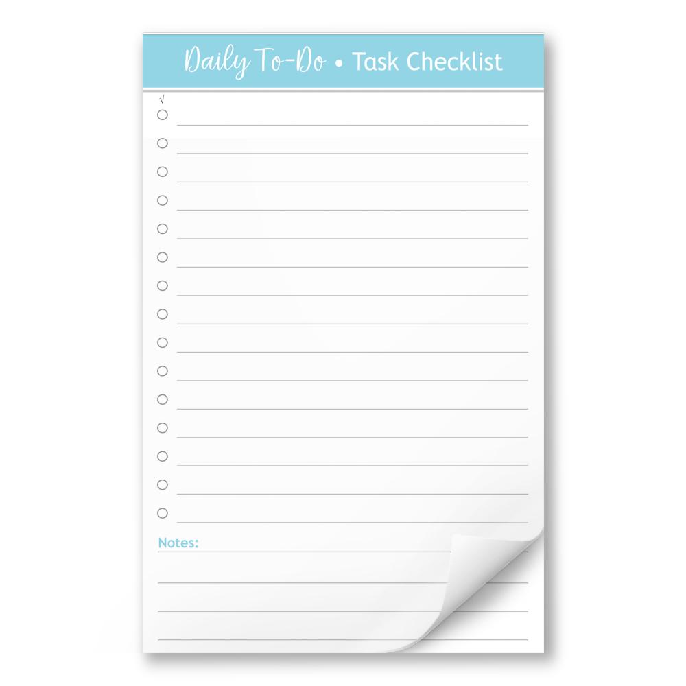 Daily To-Do List in Blue - Task Checklist 5.5 x 8.5 Notepad at Artistically Invited