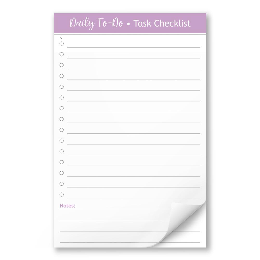 Daily To-Do List in Purple - Task Checklist 5.5 x 8.5 Notepad at Artistically Invited