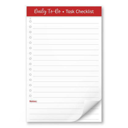 Daily To-Do List in Red - Task Checklist 5.5 x 8.5 Notepad at Artistically Invited