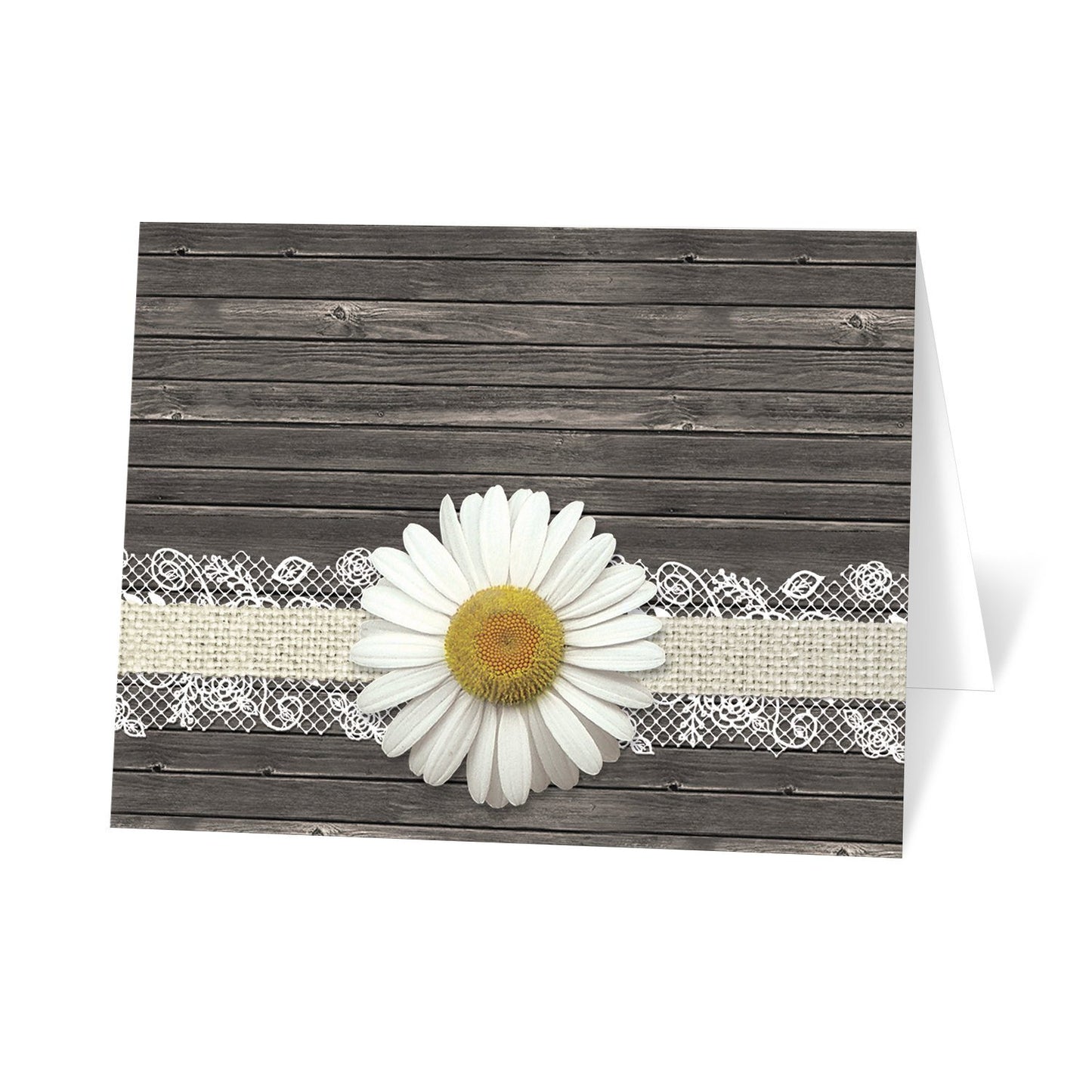 Daisy Burlap and Lace Wood Note Cards at Artistically Invited - Daisy Thank You Cards