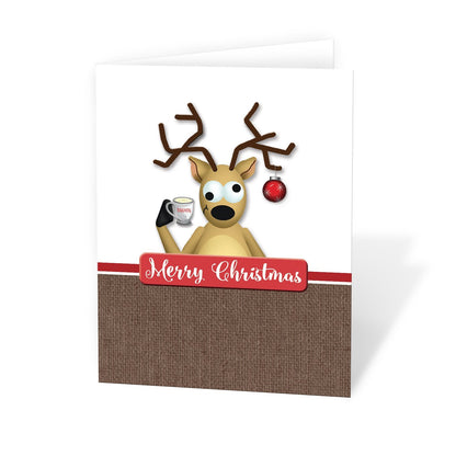 Funny Tipsy Reindeer Merry Christmas Christmas Cards at Artistically Invited
