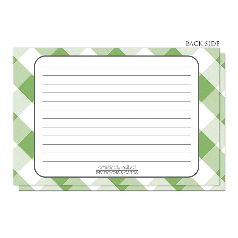 Green Gingham Recipe Cards at Artistically Invited