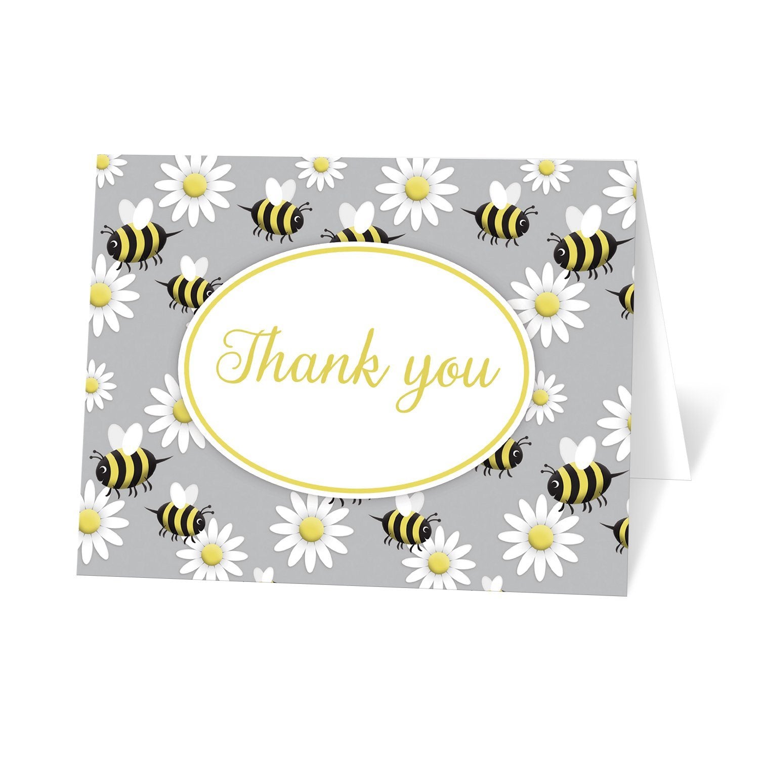 Happy Bee and Daisy Pattern Thank You Cards at Artistically Invited