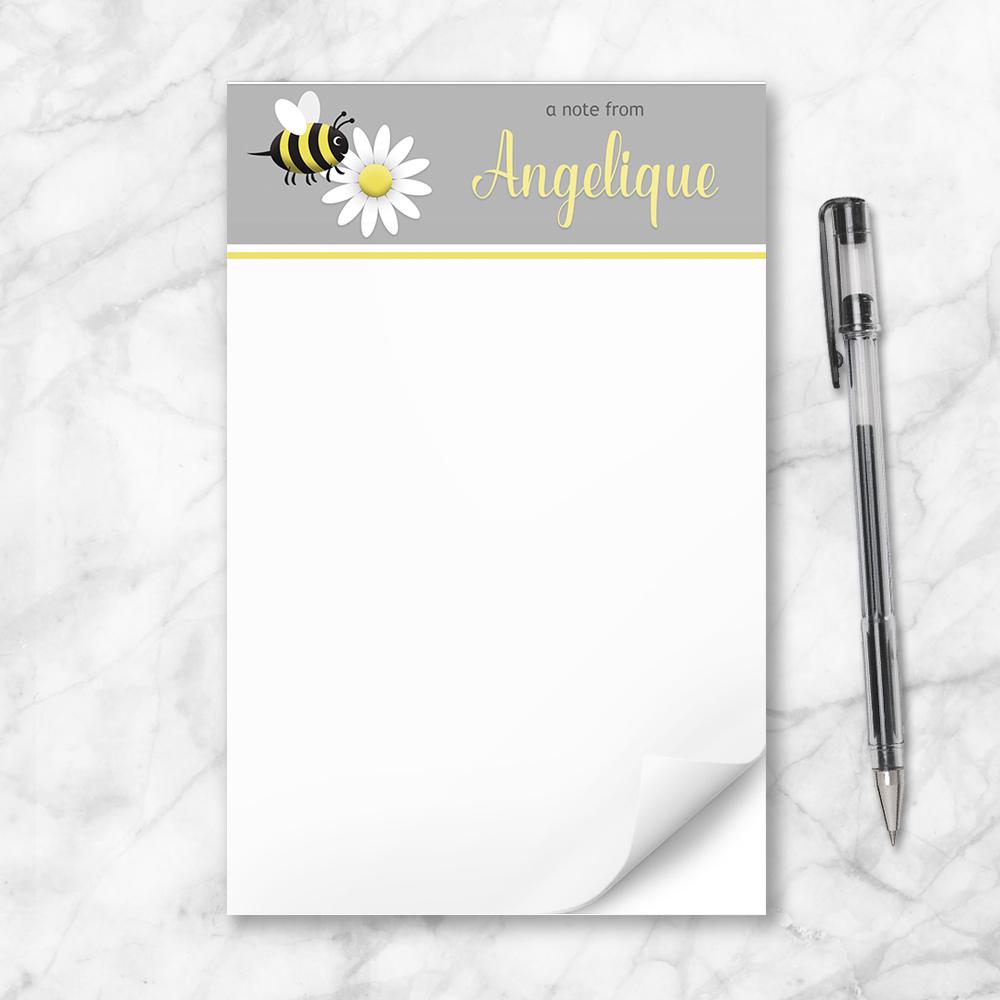 Personalized Happy Bee and Daisy - Bee Notepad - 5.5 x 8.5, at Artistically Invited