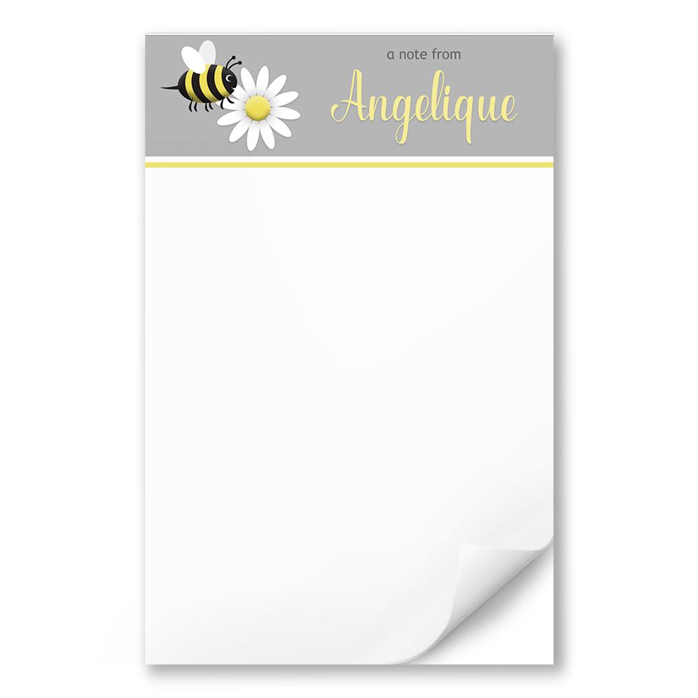 Personalized Happy Bee and Daisy - Bee Notepad - 5.5 x 8.5, at Artistically Invited