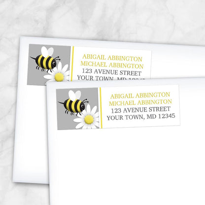 Happy Bee and Daisy Return Address Labels at Artistically Invited