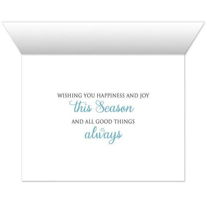 Holiday Cards - Blue Silver Snowflake Winter - INSIDE MESSAGE
