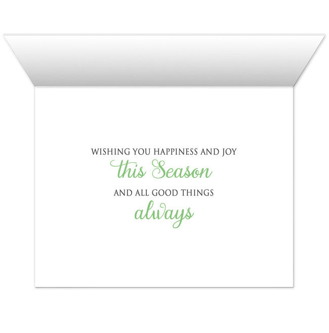 Holiday Cards - Green Silver Snowflake Winter - INSIDE MESSAGE