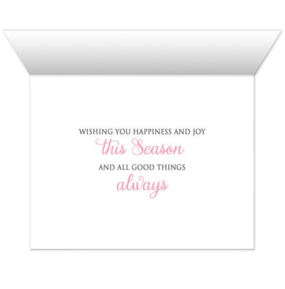 Holiday Cards - Pink Silver Snowflake Winter - INSIDE MESSAGE