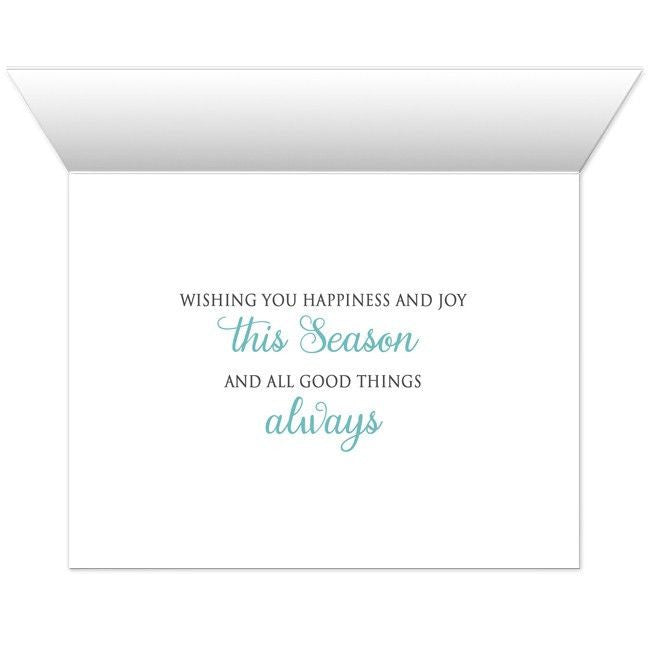 Holiday Cards - Teal Silver Snowflake Winter - INSIDE MESSAGE