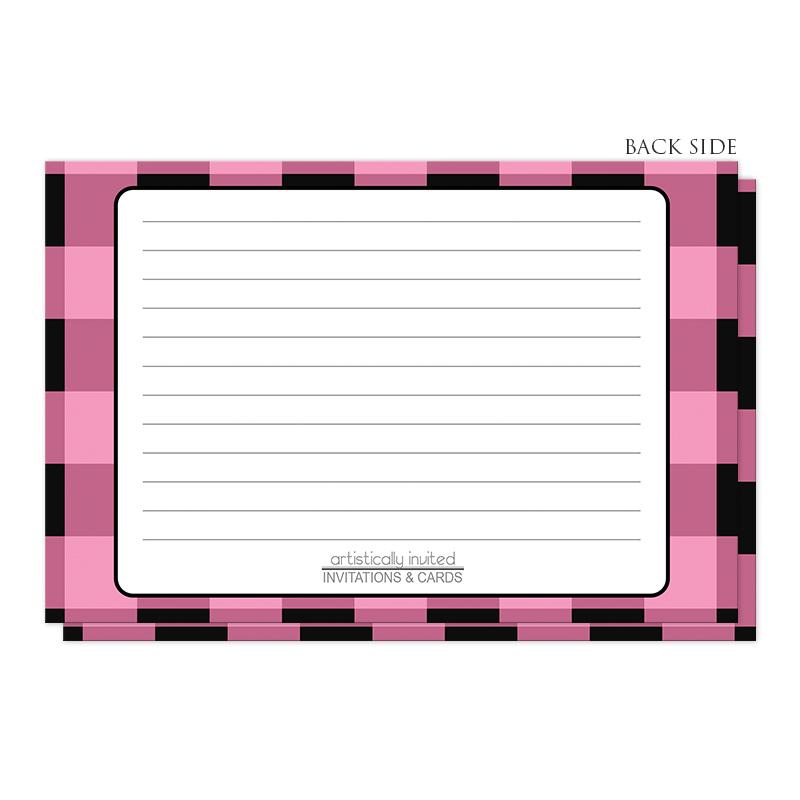 Light Pink and Black Buffalo Plaid Recipe Cards at Artistically Invited