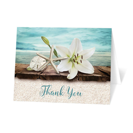 Beach Thank You Cards - Lily Seashells and Sand Beach Thank You Cards at Artistically Invited