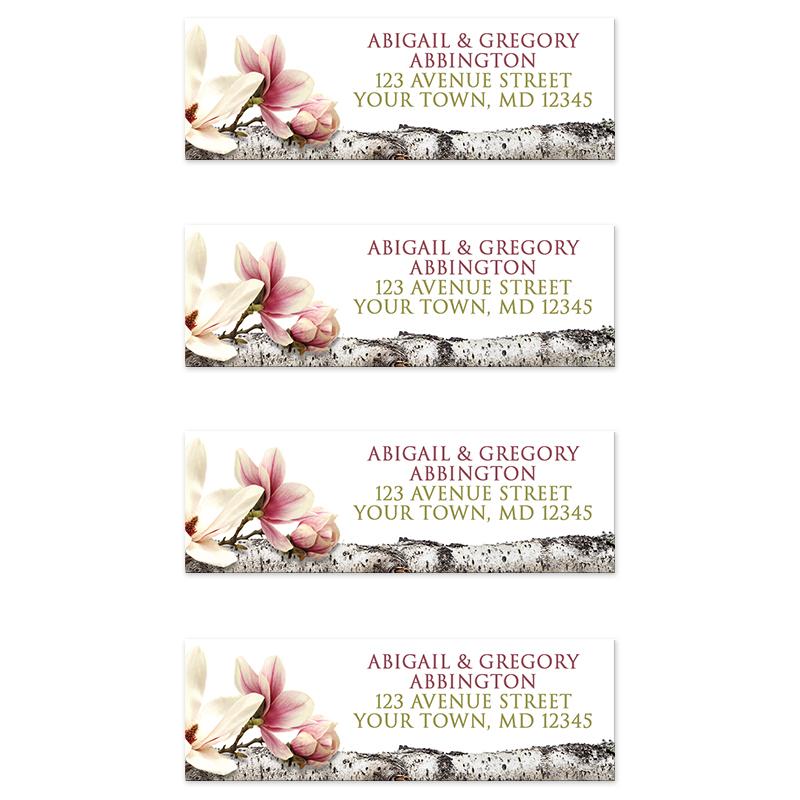 Magnolia Birch Light Floral Address Labels at Artistically Invited