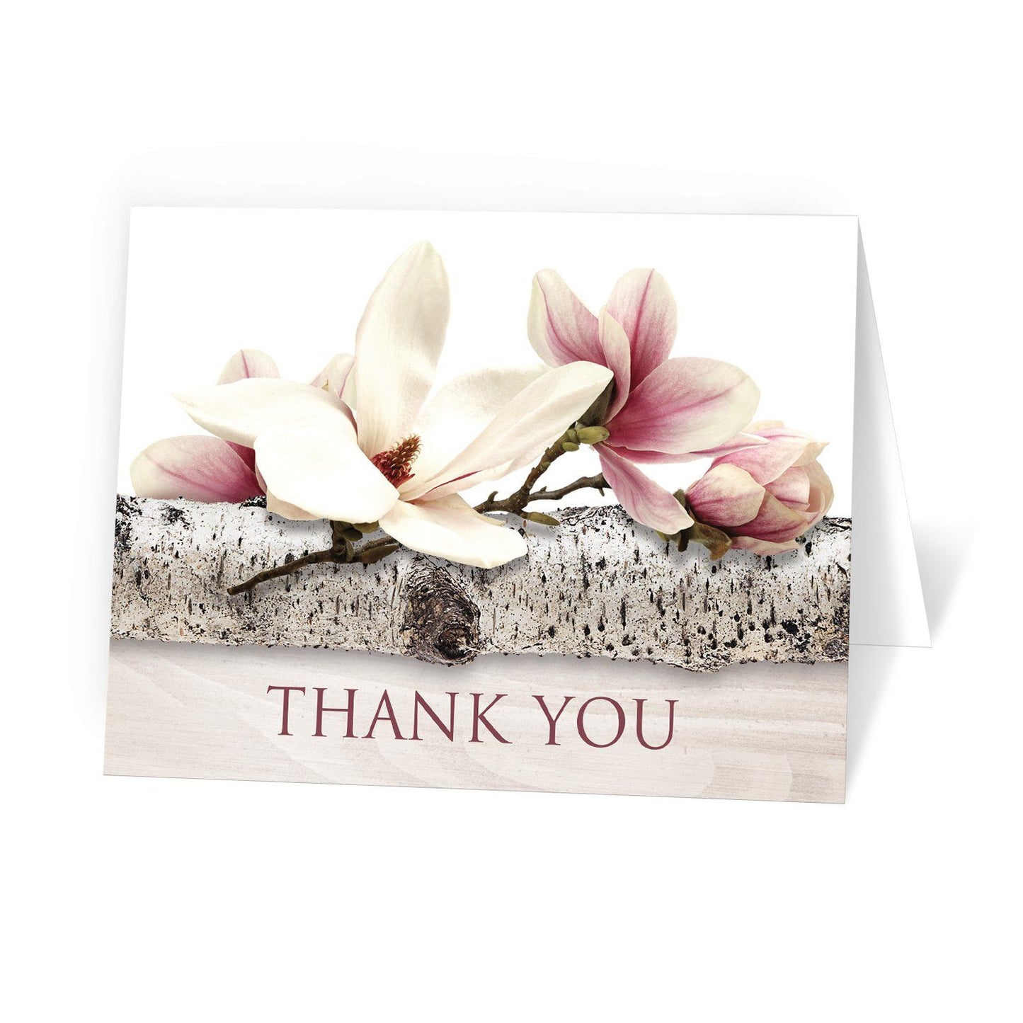 Magnolia Birch Light Wood Floral - Magnolia Thank You Cards at Artistically Invited