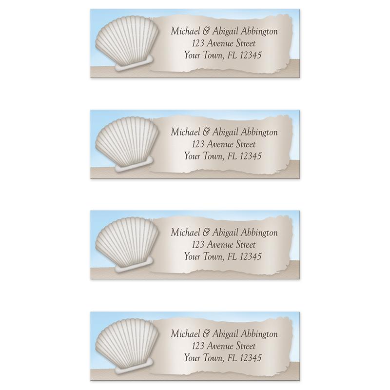 Sea Shell Label Seashell in the Sand Beach Address Labels | Coastal Return Stickers ...