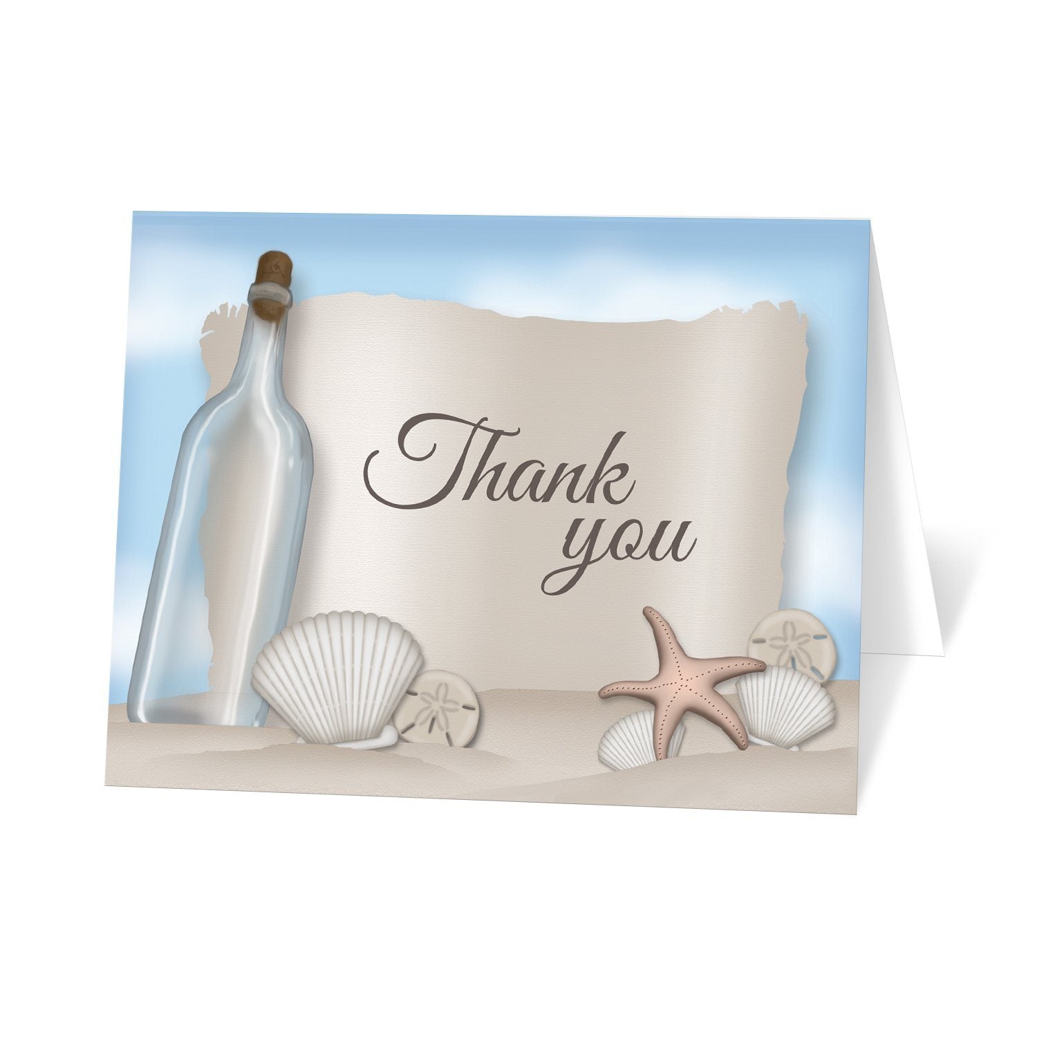 Beach Thank You Cards - Message from a Bottle Beach Thank You Cards at Artistically Invited