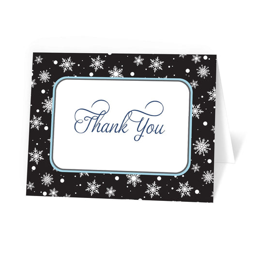 Midnight Snowflake Winter Thank You Cards at Artistically Invited.