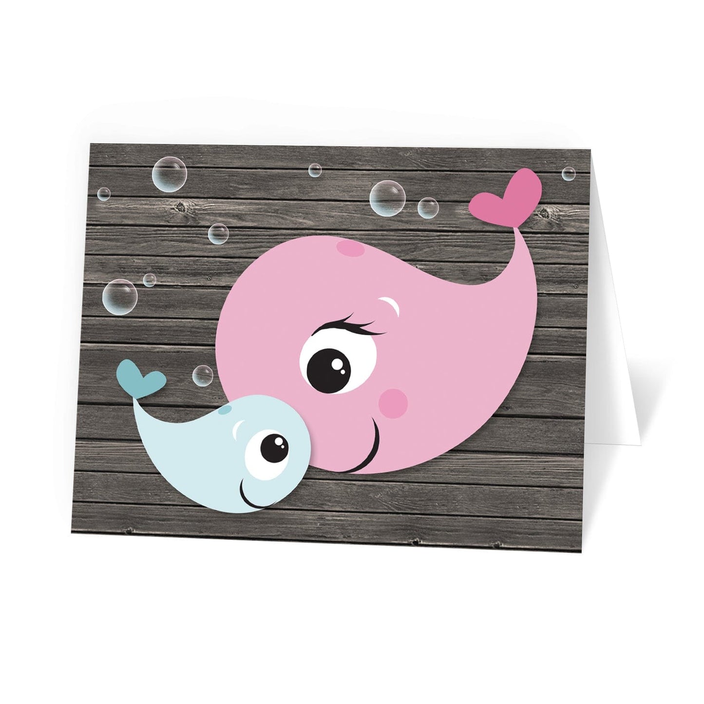 Mommy Baby Boy Whale Rustic Wood Note Cards at Artistically Invited.