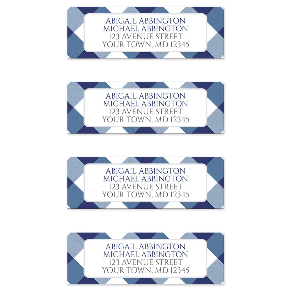 Navy Blue Gingham Return Address Labels (4 to a sheet) at Artistically Invited.
