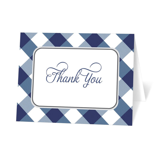 Navy Blue Gingham Thank You Cards at Artistically Invited