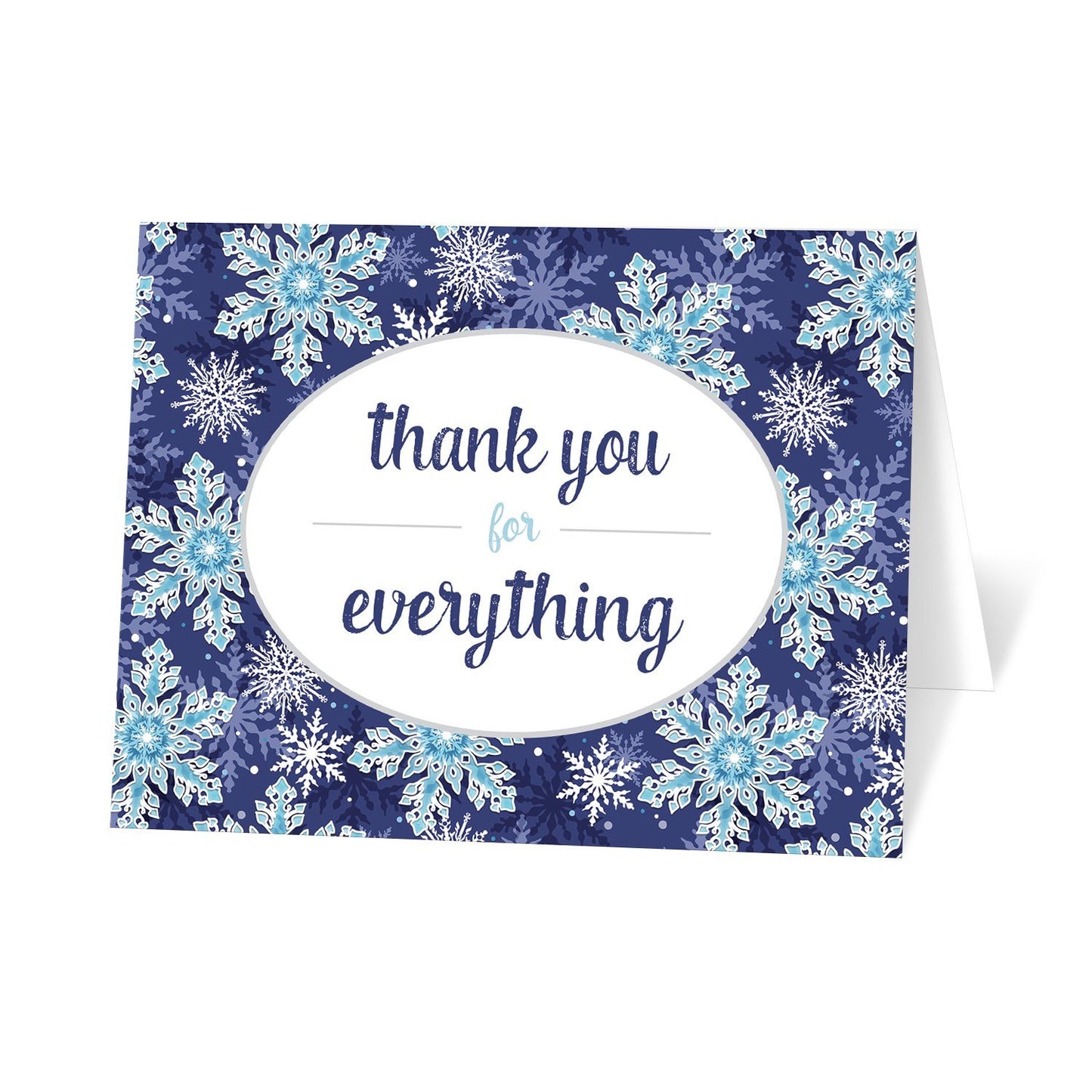 Navy Blue Snowflake Winter Thank You Cards at Artistically Invited