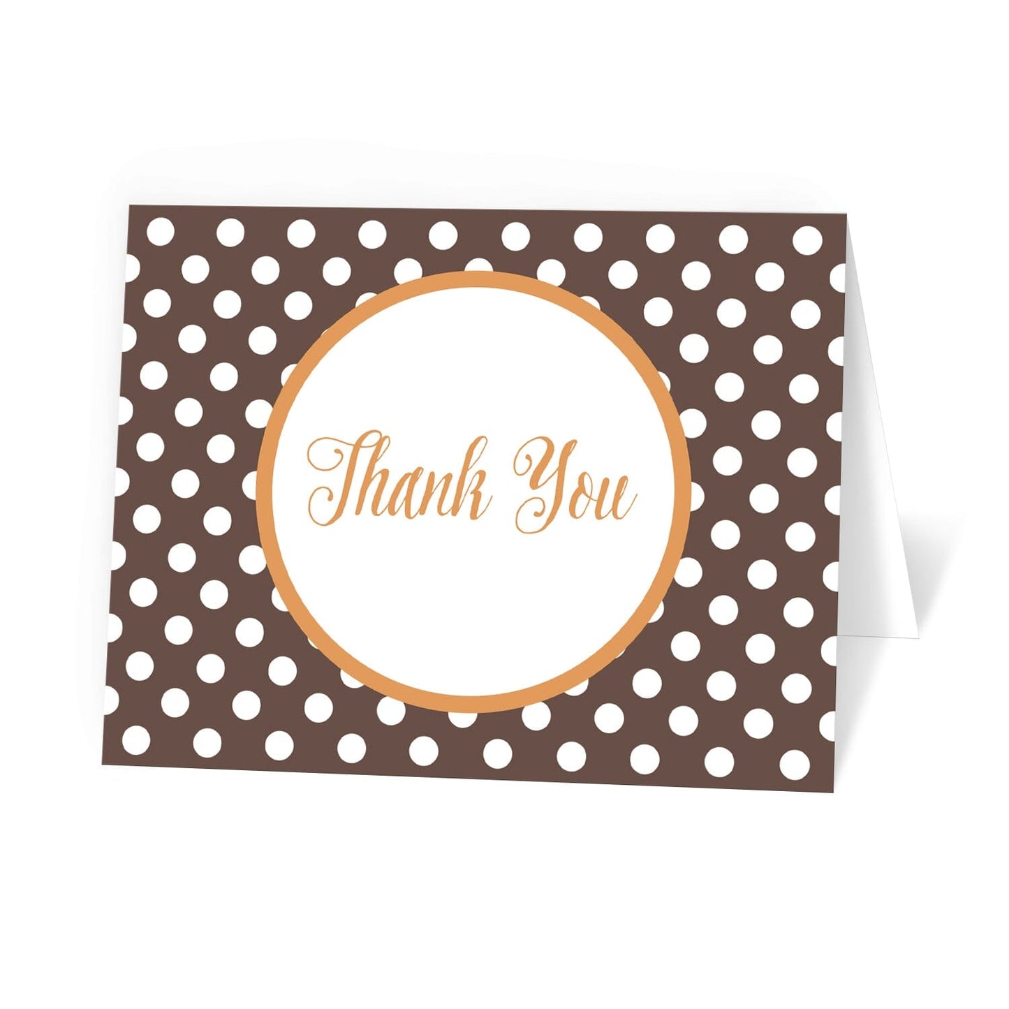 Orange Brown Polka Dot Thank You Cards at Artistically Invited.