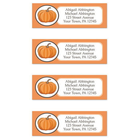 Orange Pumpkin Return Address Labels (4 to a sheet) at Artistically Invited.