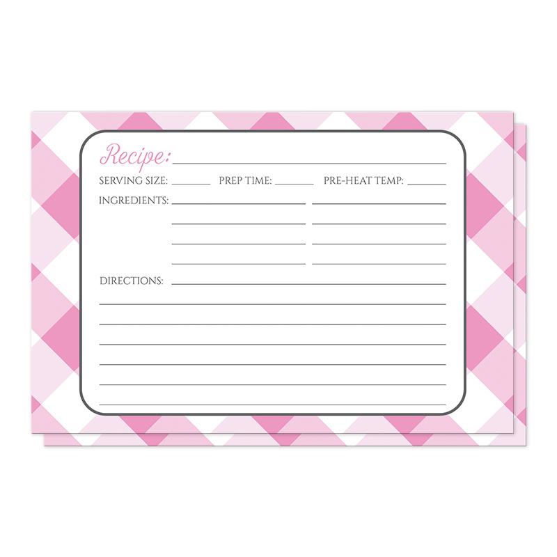 Pink Gingham Recipe Cards at Artistically Invited