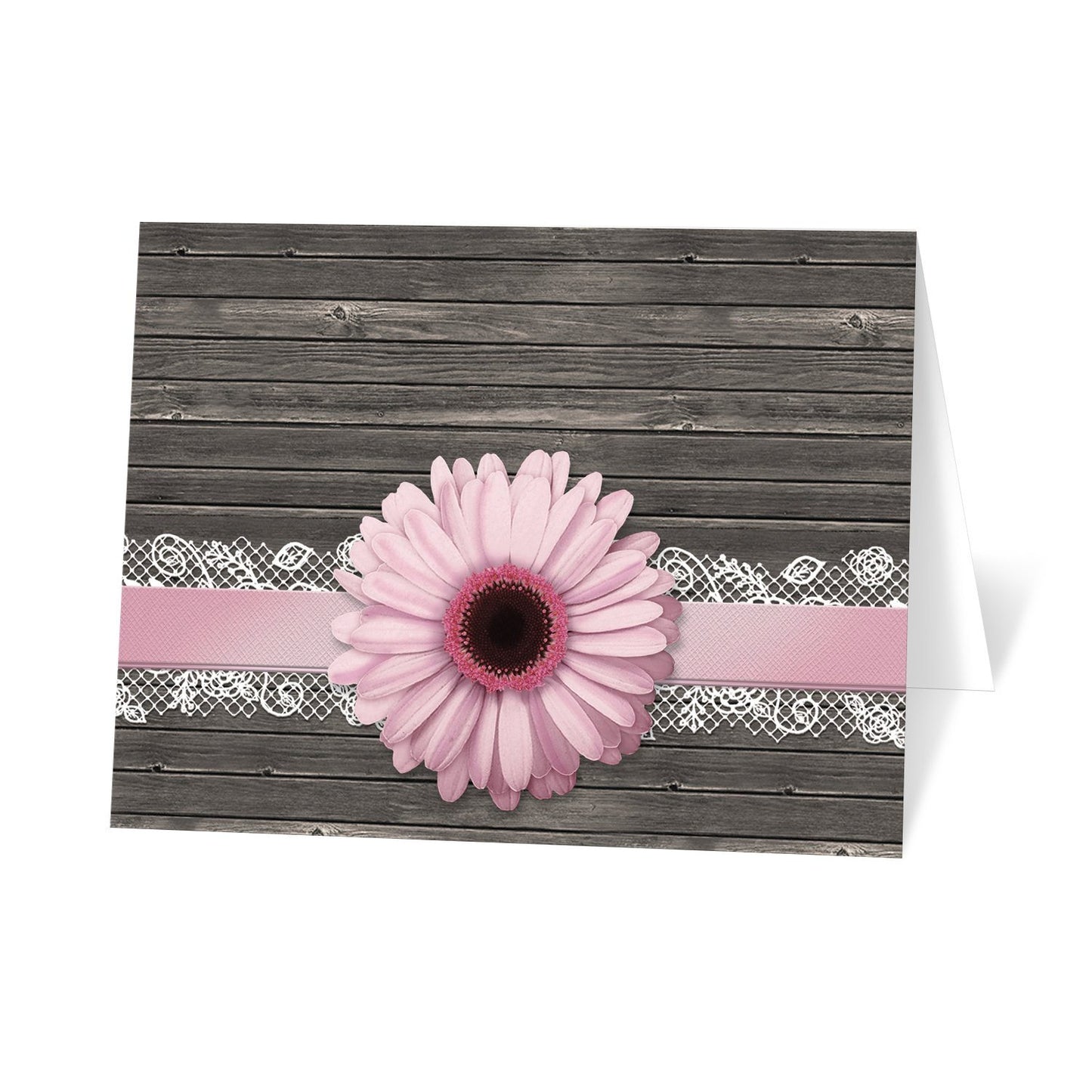 Pink Daisy Lace Rustic Wood Note Cards at Artistically Invited