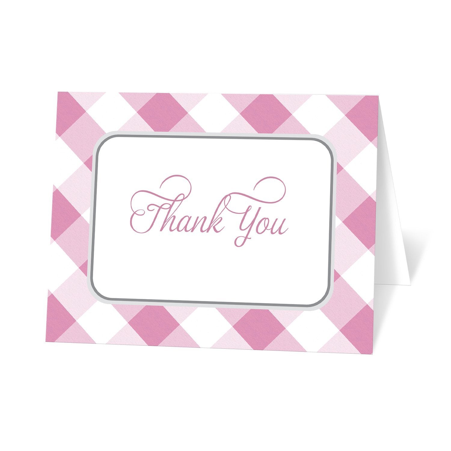 Pink Gingham Thank You Cards at Artistically Invited