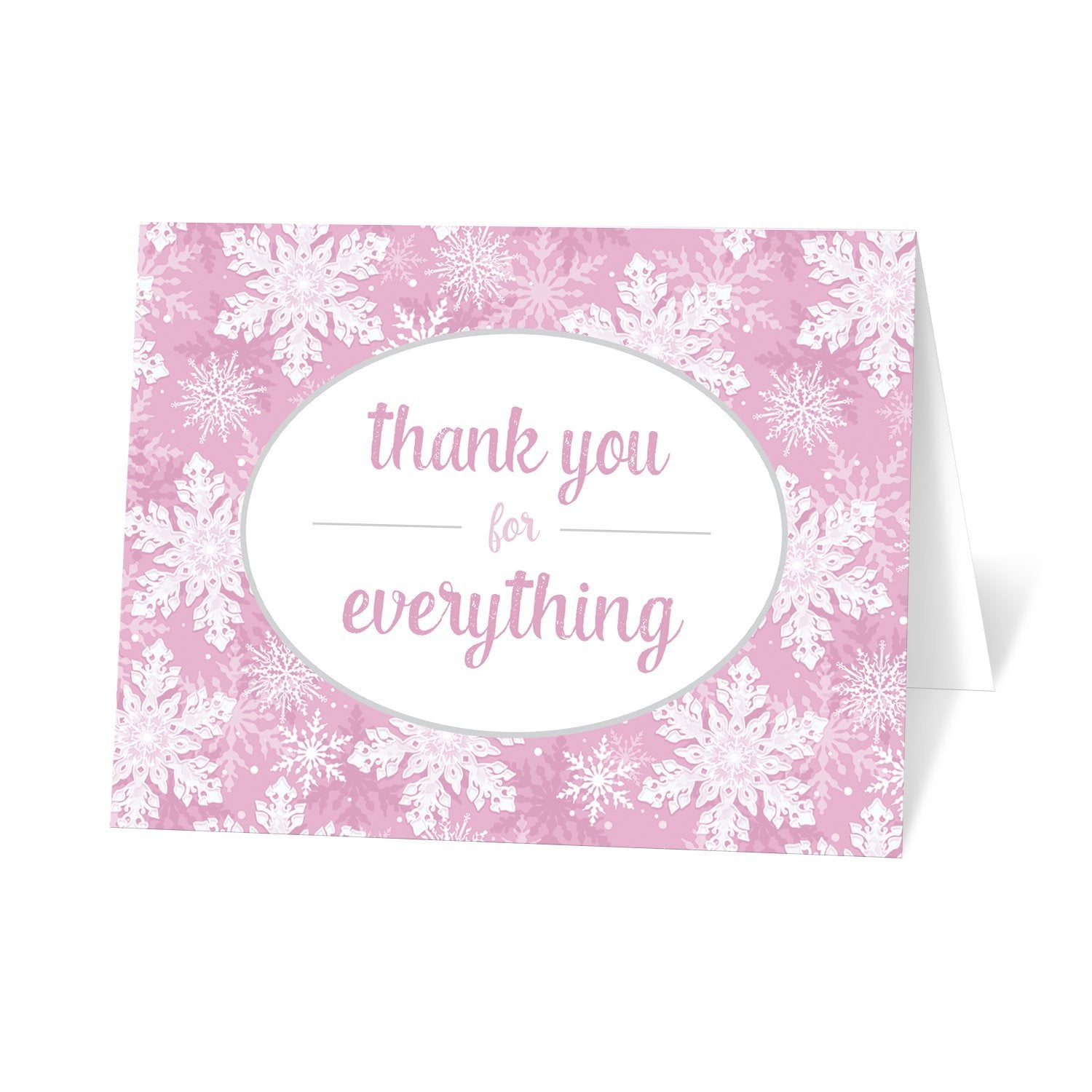Pink Snowflake Winter Thank You Cards at Artistically Invited