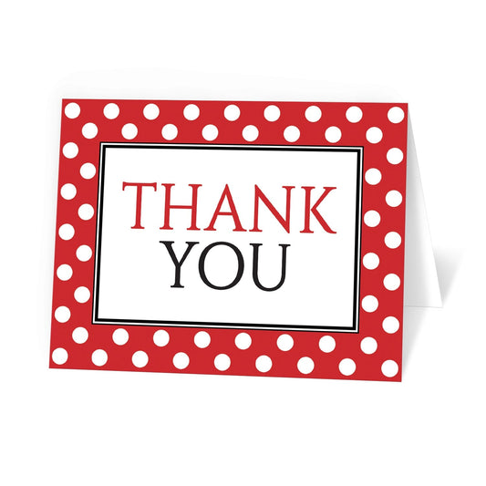 Polka Dot Red Black and White Thank You Cards at Artistically Invited.