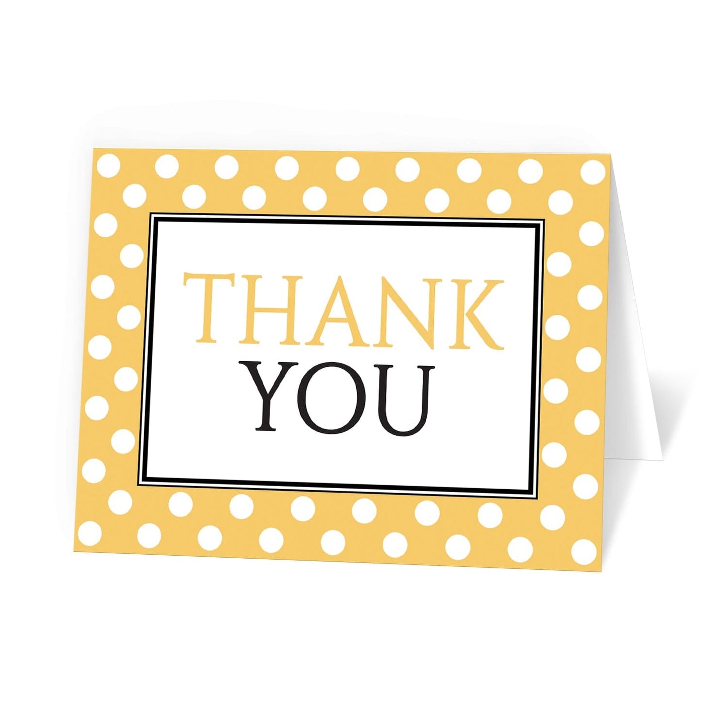 Polka Dot Yellow Black and White Thank You Cards at Artistically Invited.