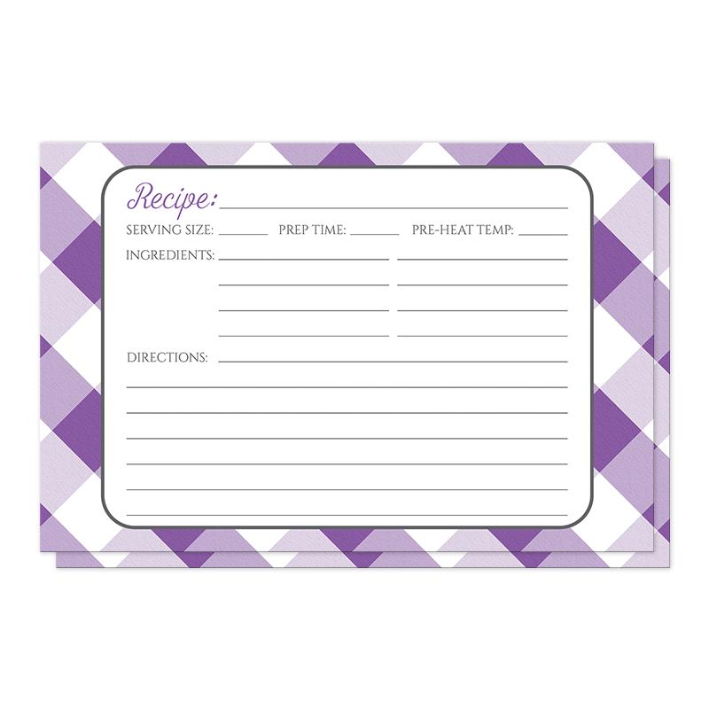 Purple Gingham Recipe Cards at Artistically Invited