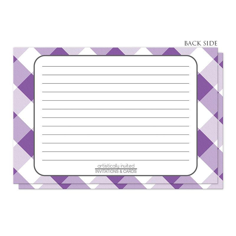 Purple Gingham Recipe Cards at Artistically Invited