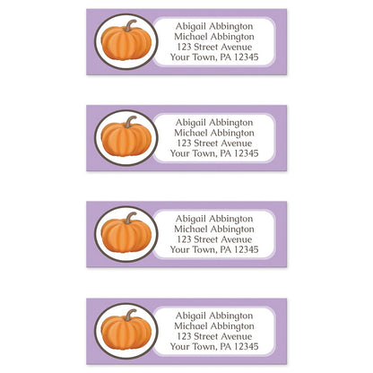 Purple Pumpkin Return Address Labels (4 to a sheet) at Artistically Invited.