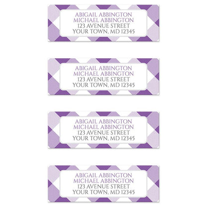 Purple Gingham Return Address Labels at Artistically Invited