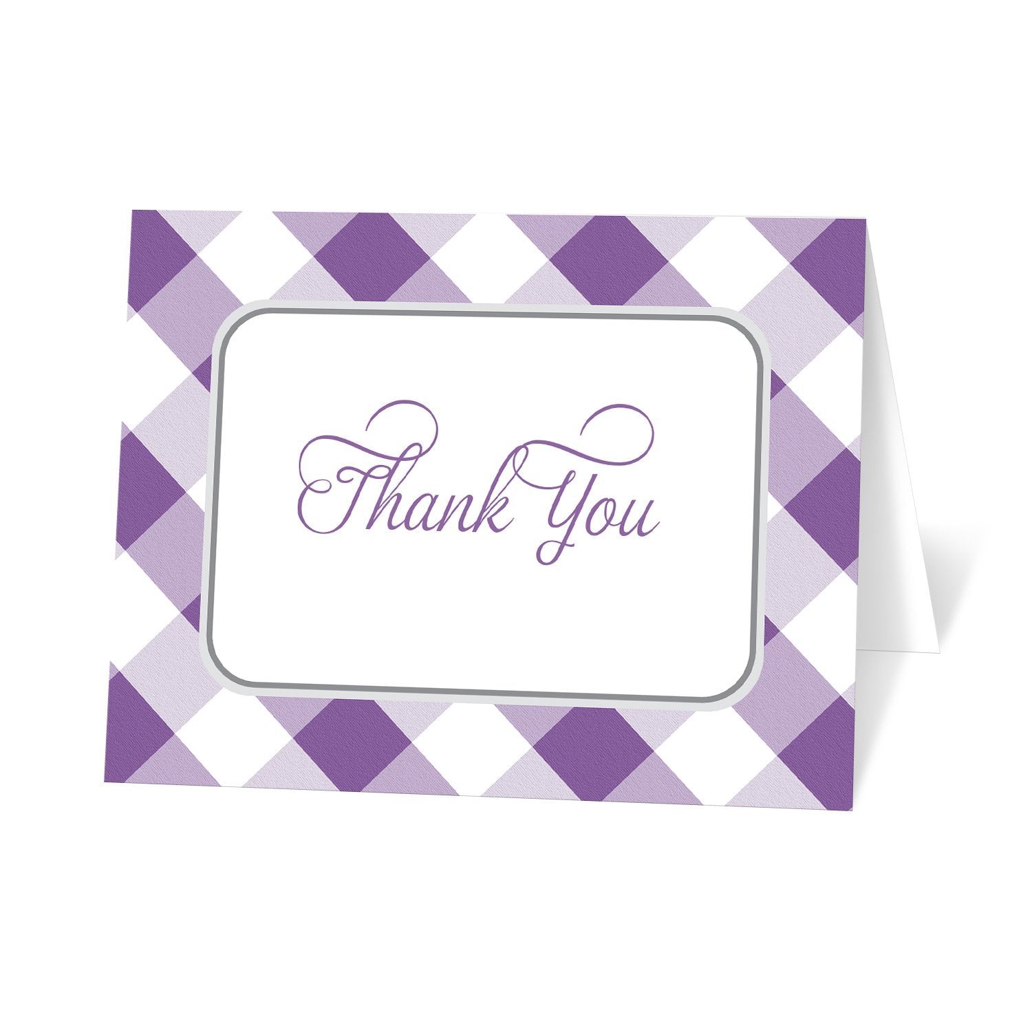 Purple Gingham Thank You Cards at Artistically Invited