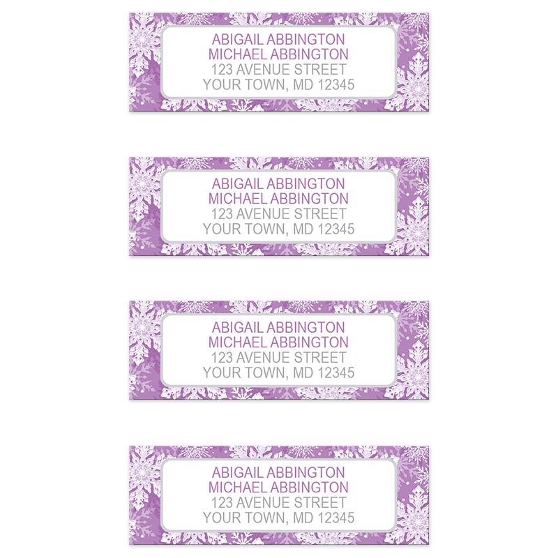 Purple Snowflake Winter Return Address Labels at Artistically Invited