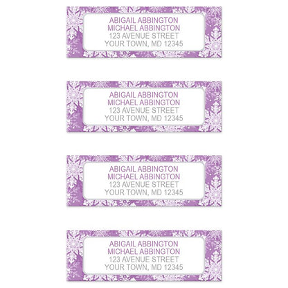 Purple Snowflake Winter Return Address Labels at Artistically Invited