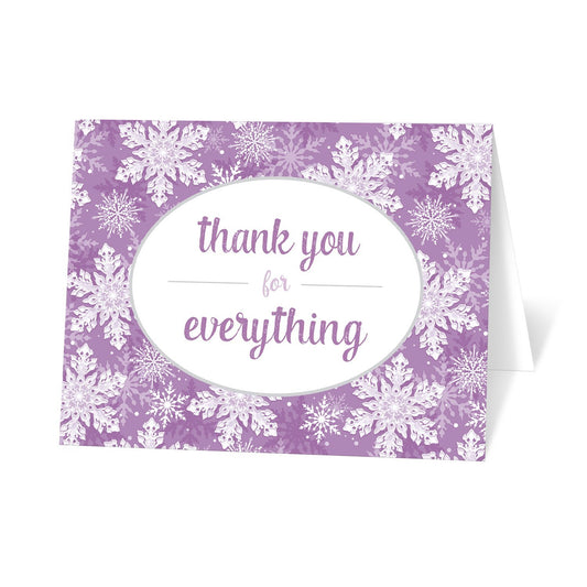 Purple Snowflake Winter Thank You Cards at Artistically Invited