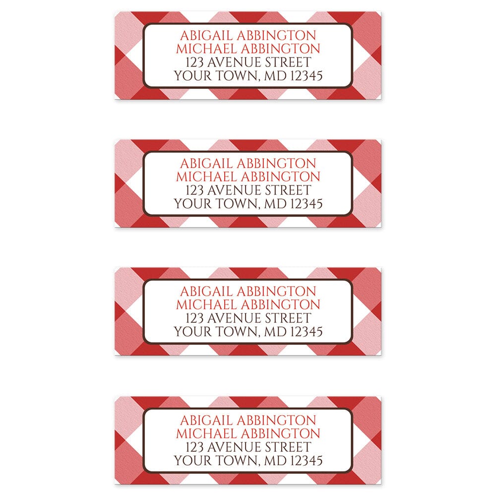 Red Gingham Return Address Labels (4 to a sheet) at Artistically Invited.