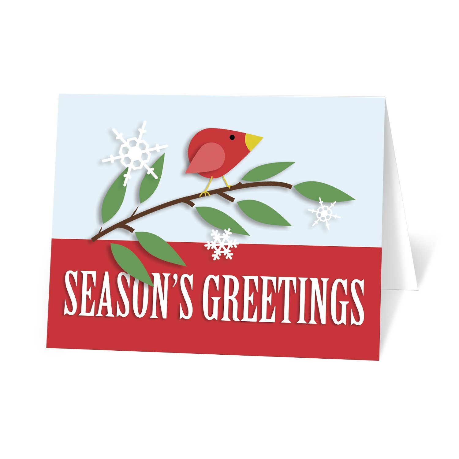 Red Holiday Bird Season's Greetings Christmas Cards at Artistically Invited