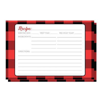 Red and Black Buffalo Plaid Recipe Cards at Artistically Invited