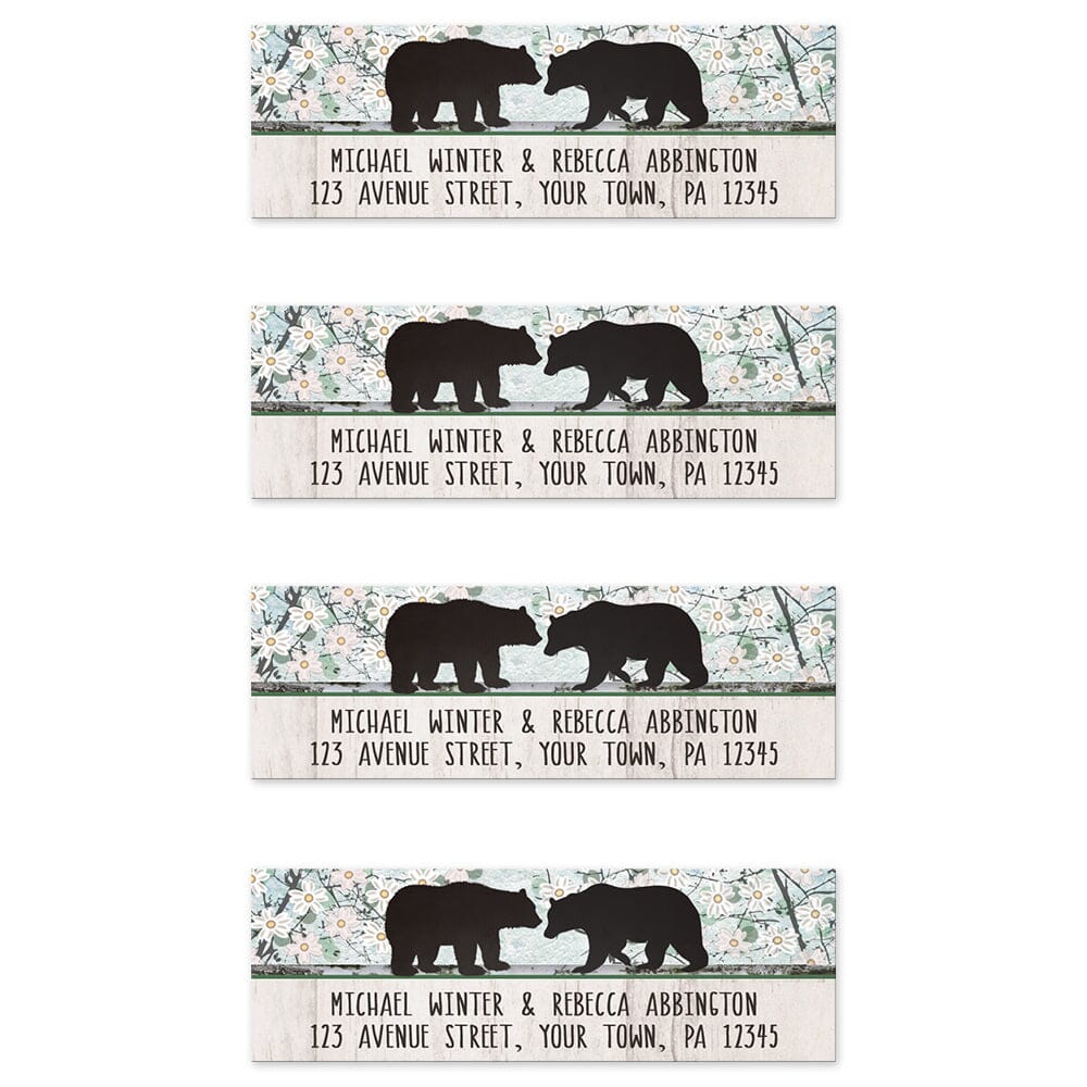 Rustic Bear Floral Wood Address Labels (4 to a sheet) at Artistically Invited.