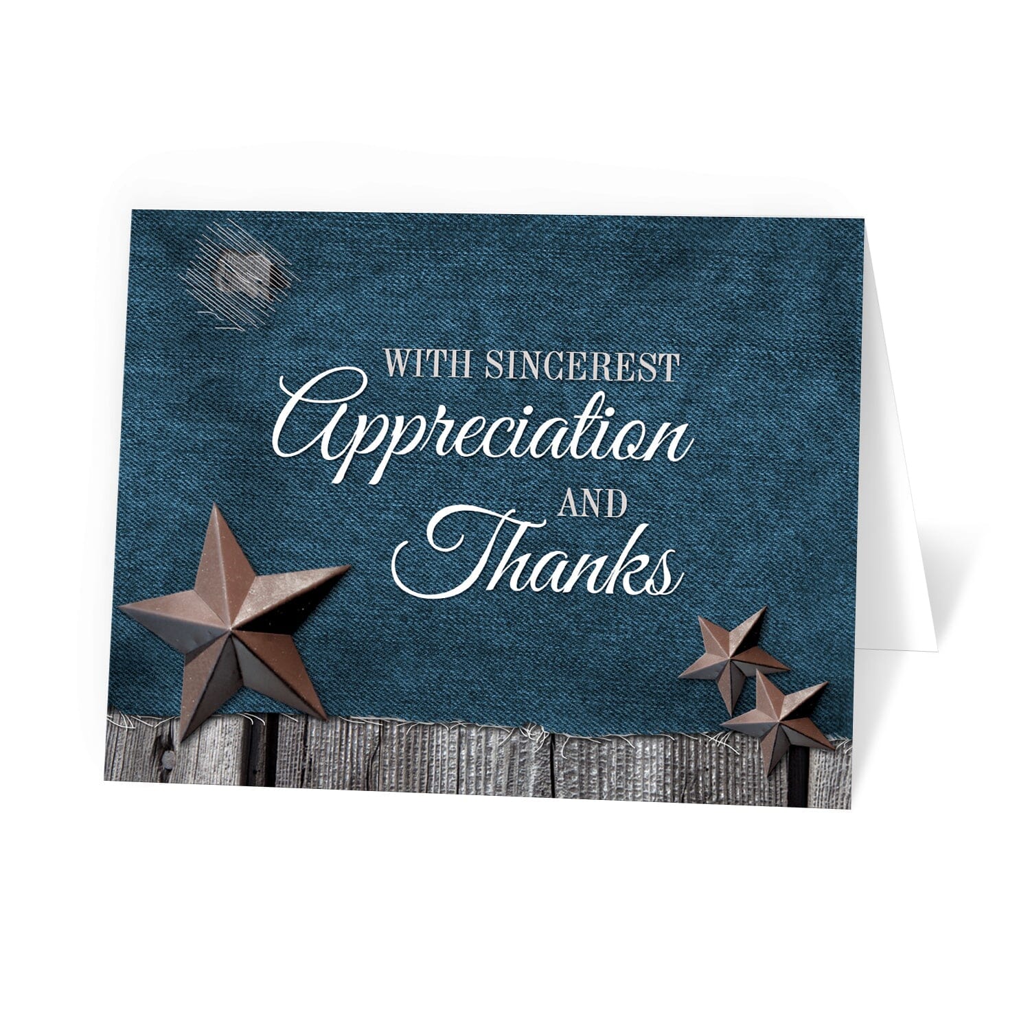 Rustic Denim Country Stars Thank You Cards at Artistically Invited.