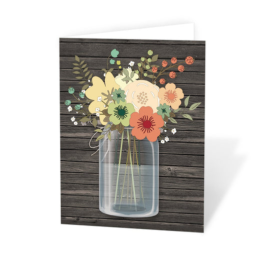 Rustic Floral Wood Mason Jar Note Cards at Artistically Invited