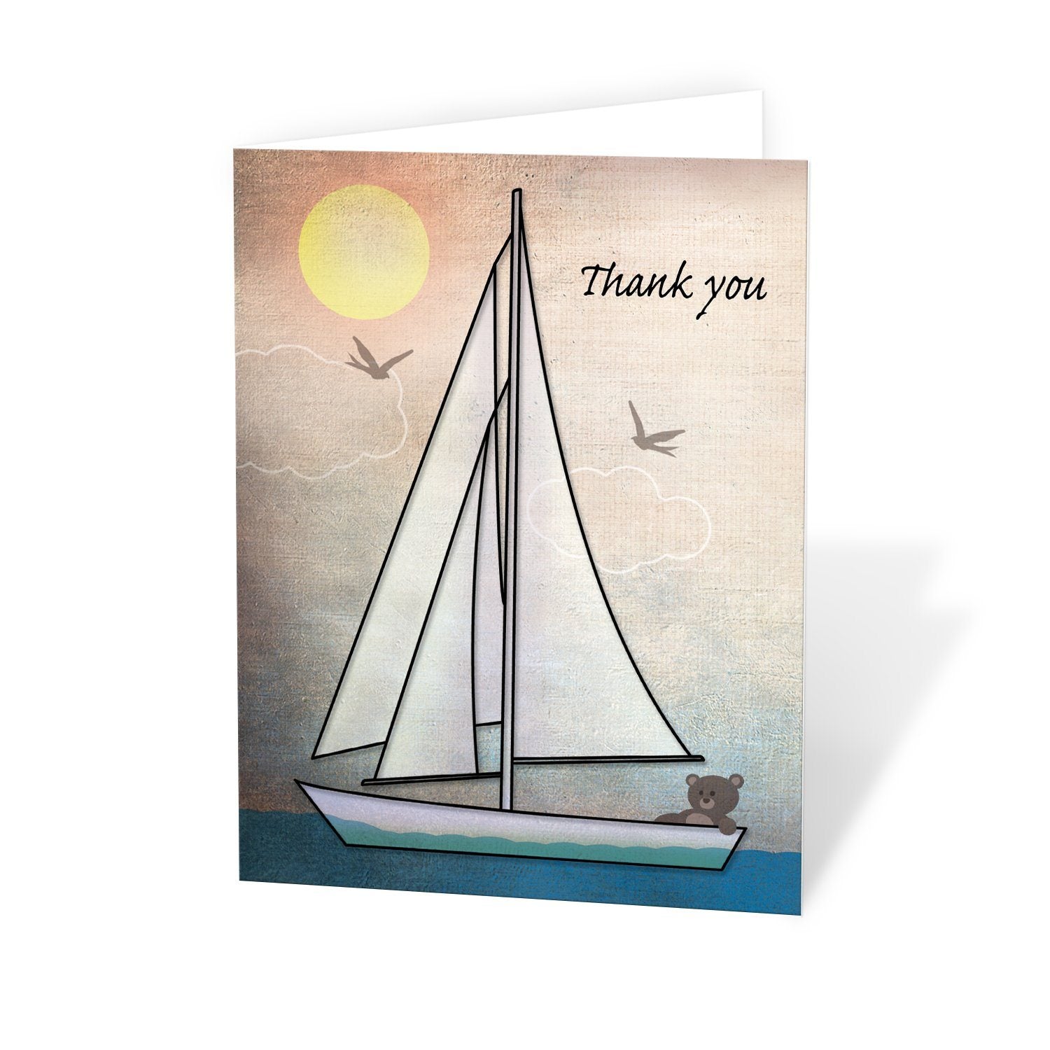 Rustic Nautical Teddy Bear Sailboat Thank You Cards at Artistically Invited